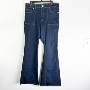 Michael Kors MK Selma Flare Wide Leg Jeans Vintage Style Dark Wash High Rise 12